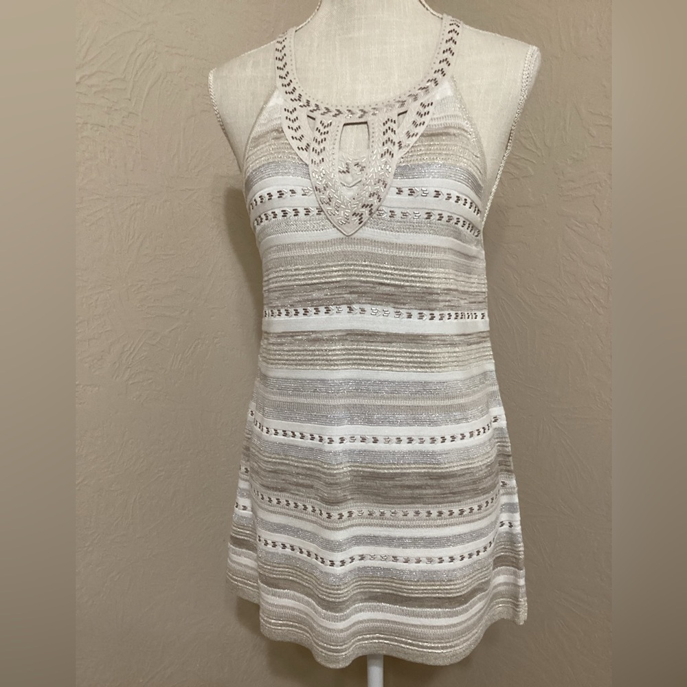WHBM Size L Metallic Embellished Sweater Tank Top | EUC